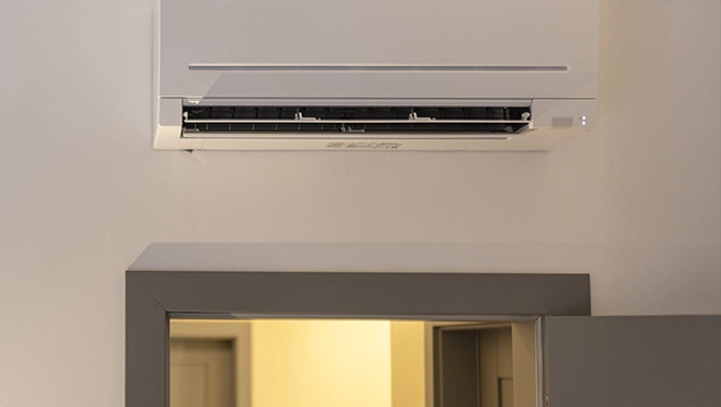 Air conditioner inside hotel room.